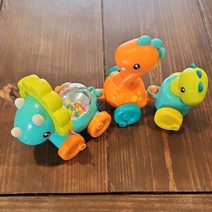 Fisher-Price Dino Pull-Along Toy Set - Orange, Blue, Green